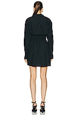 Alexander Wang Smocked Mini Dress With Overshirt in Black, view 3, click to view large image.