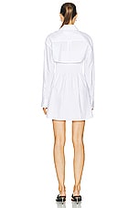 Alexander Wang Smocked Mini Dress With Overshirt in White, view 3, click to view large image.