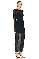 Alexander Wang Long Sleeve Sheer Rib Dress in Black, view 2, click to view large image.