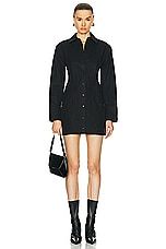Alexander Wang Long Sleeve Button Up Mini Dress in Black, view 1, click to view large image.