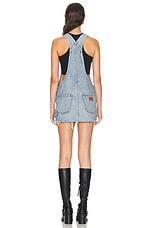 Alexander Wang Overall Mini Dress in Vintage Faded Indigo, view 3, click to view large image.
