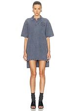 Alexander Wang Oversized High Low Polo Mini Dress in Washed Navy