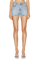 Alexander Wang High Rise Short in Light Indigo Fade, view 1, click to view large image.