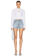 Alexander Wang High Rise Short in Light Indigo Fade, view 4, click to view large image.