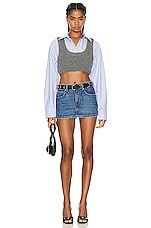 Alexander Wang Mid Rise Stretch Skort in Deep Blue, view 4, click to view large image.