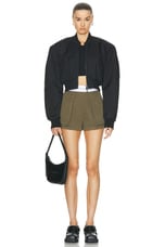 Alexander Wang High Waisted Cargo Rave Short in Army Green, view 4, click to view large image.