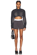Alexander Wang High Waisted Cargo Rave Short in Off Black, view 4, click to view large image.