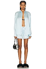Alexander Wang Boxer Short W/ Tulle Cut Out Back Panel in Shine Blue, view 4, click to view large image.