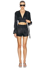 Alexander Wang Elastic Waist Mini Short in Black, view 5, click to view large image.