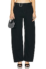 Alexander Wang Leather Belted Balloon Jean in Washed Black, view 1, click to view large image.