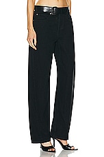 Alexander Wang Leather Belted Balloon Jean in Washed Black, view 2, click to view large image.
