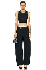 Alexander Wang Leather Belted Balloon Jean in Washed Black, view 4, click to view large image.