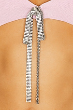 Alexander Wang Crystal Tie V Neck Cropped Cardigan in Neon Light Pink, view 5, click to view large image.