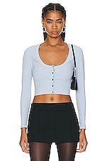 Alexander Wang Long Sleeve Cardigan in Celestial Blue, view 1, click to view large image.