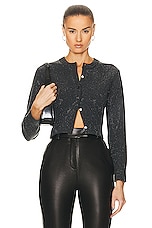 Alexander Wang Crewneck Cardigan in Charcoal Melange, view 1, click to view large image.