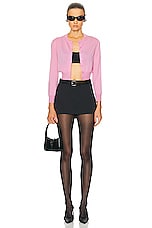 Alexander Wang Cropped Crewneck Cardigan in Candy Pink, view 6, click to view large image.
