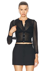 Alexander Wang Cropped Crewneck Cardigan in Black, view 1, click to view large image.