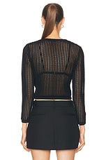 Alexander Wang Cropped Crewneck Cardigan in Black, view 3, click to view large image.