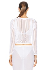 Alexander Wang Cropped Crewneck Cardigan in White, view 4, click to view large image.