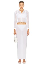 Alexander Wang Cropped Crewneck Cardigan in White, view 5, click to view large image.