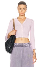 Alexander Wang V Neck Cardigan in Washed Pink Lace, view 1, click to view large image.