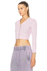 Alexander Wang V Neck Cardigan in Washed Pink Lace, view 3, click to view large image.