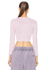 Alexander Wang V Neck Cardigan in Washed Pink Lace, view 4, click to view large image.