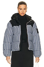 Alexander Wang Logo Jacquard Colorblock Puffer Jacket in Deep Blue