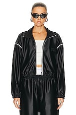 Alexander Wang Cropped Track Jacket in Black, view 1, click to view large image.