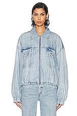 Alexander Wang Printed Bomber Jacket in Vintage Faded Indigo, view 2, click to view large image.