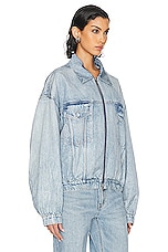 Alexander Wang Printed Bomber Jacket in Vintage Faded Indigo, view 3, click to view large image.