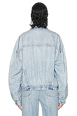 Alexander Wang Printed Bomber Jacket in Vintage Faded Indigo, view 4, click to view large image.