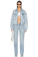 Alexander Wang Printed Bomber Jacket in Vintage Faded Indigo, view 5, click to view large image.