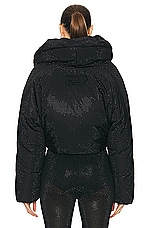 Alexander Wang Cropped Puffer Jacket With Allover Hotfix in Black, view 3, click to view large image.
