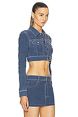 Alexander Wang Trompe Loeil Cropped Jacket in Dark Night, view 3, click to view large image.