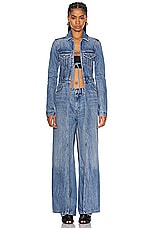 Alexander Wang Tie Front Trucker Duster in Vintage Light Indigo, view 2, click to view large image.