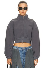 Alexander Wang Cropped Mock Neck Zip Up Jacket in Alloy | FWRD