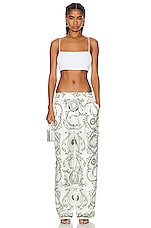 Alexander Wang Silk Pant in Ivory & Green, view 4, click to view large image.
