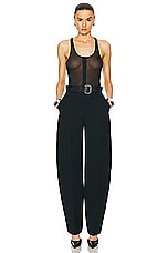 Alexander Wang Hi-waisted Trouser With Leather Belted Waistband in Black, view 4, click to view large image.