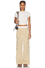 Alexander Wang Mid Rise Cargo Rave Pant in Feather, view 4, click to view large image.