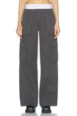 Alexander Wang Mid Rise Cargo Rave Pant in Off Black, view 1, click to view large image.