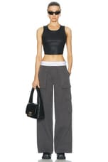 Alexander Wang Mid Rise Cargo Rave Pant in Off Black, view 4, click to view large image.