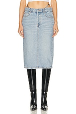 Alexander Wang Midi Skirt With Diamante Charm Thong Straps in Vintage Faded Indigo, view 1, click to view large image.