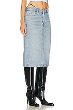 Alexander Wang Midi Skirt With Diamante Charm Thong Straps in Vintage Faded Indigo, view 2, click to view large image.