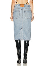 Alexander Wang Midi Skirt With Diamante Charm Thong Straps in Vintage Faded Indigo, view 4, click to view large image.