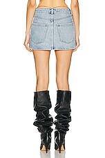 Alexander Wang V Front Nameplate Chain Skirt in Vintage Faded Indigo, view 3, click to view large image.