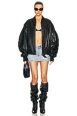 Alexander Wang V Front Nameplate Chain Skirt in Vintage Faded Indigo, view 4, click to view large image.
