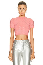 Alexander Wang Crystal Logo Short Sleeve Tee in Anime Pink