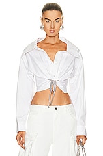 Alexander Wang Crystal Tie Crop Shirt in White | FWRD