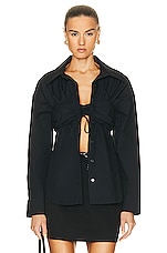 Alexander Wang Ruched Bandeau Shirt in Black, view 1, click to view large image.
